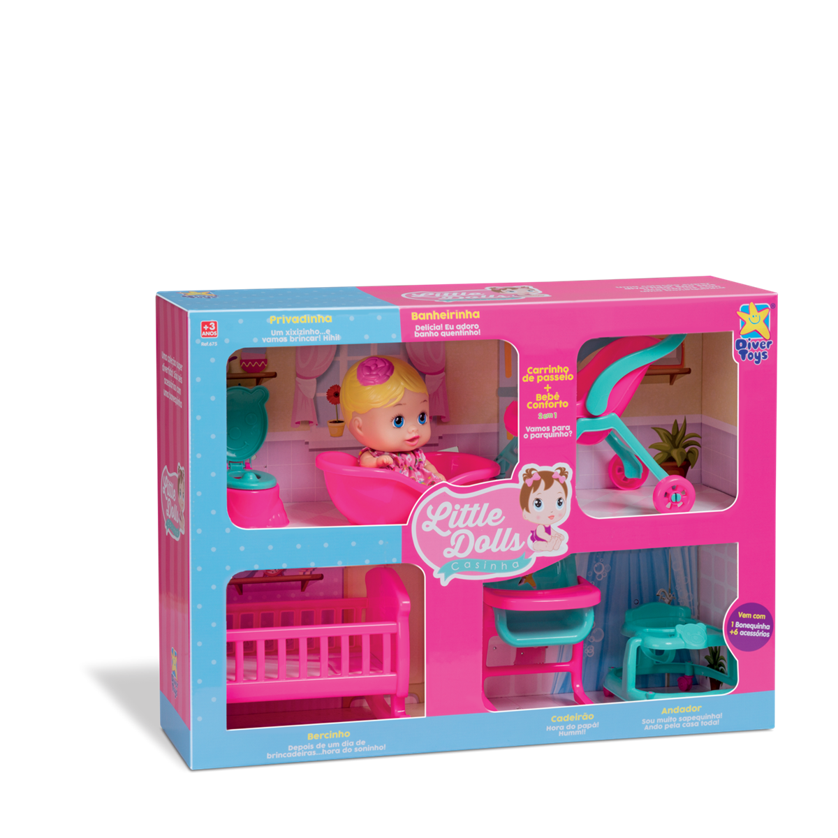 Boneca Little Dolls Kit Casinha Completo Divertoys Maravilhas do Lar